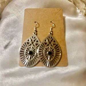 Silver and Black Teardrop Earrings